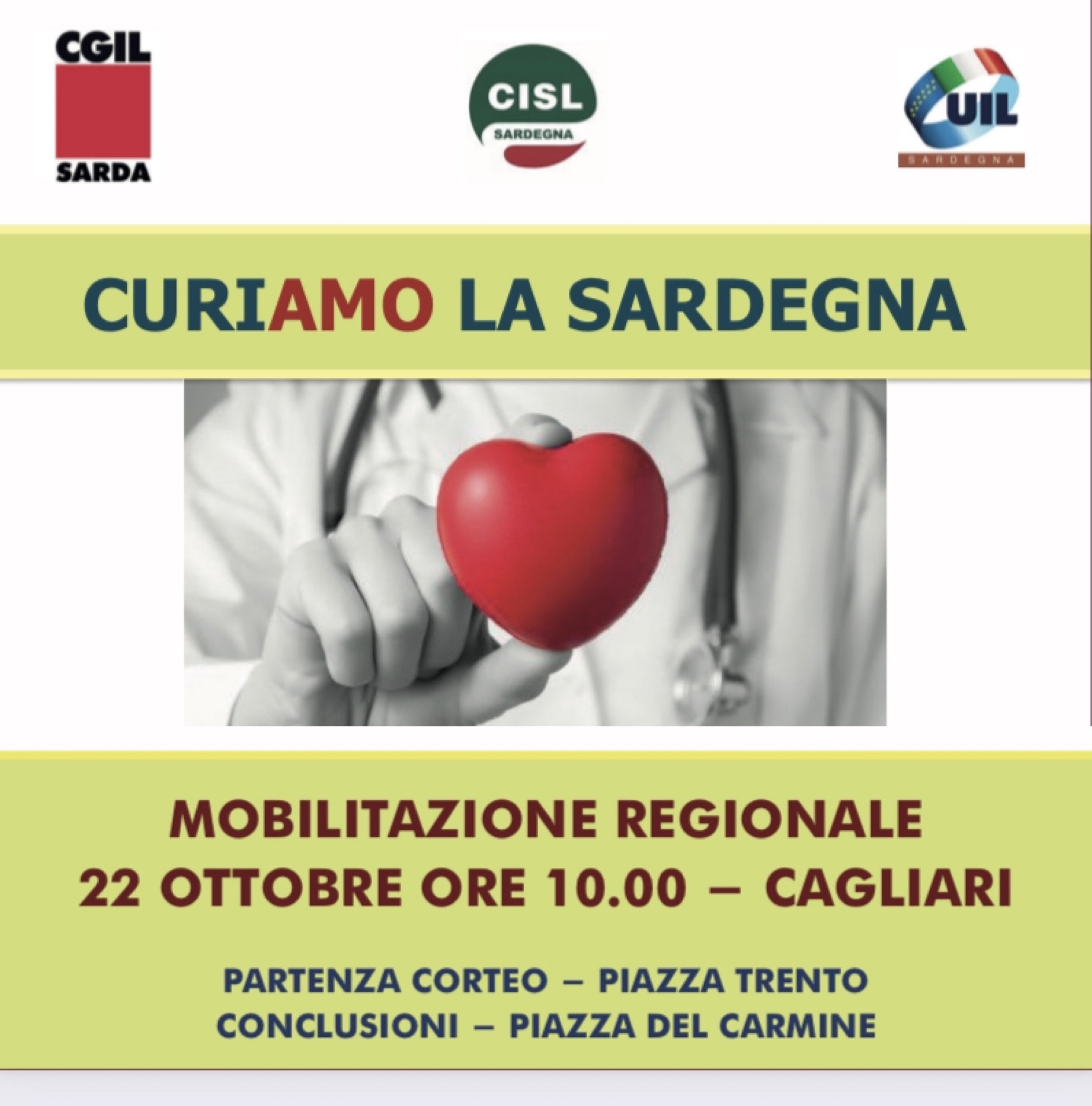 Sanità allo sbando, domani manifestazione regionale Cgil, Cisl e Uil a Cagliari