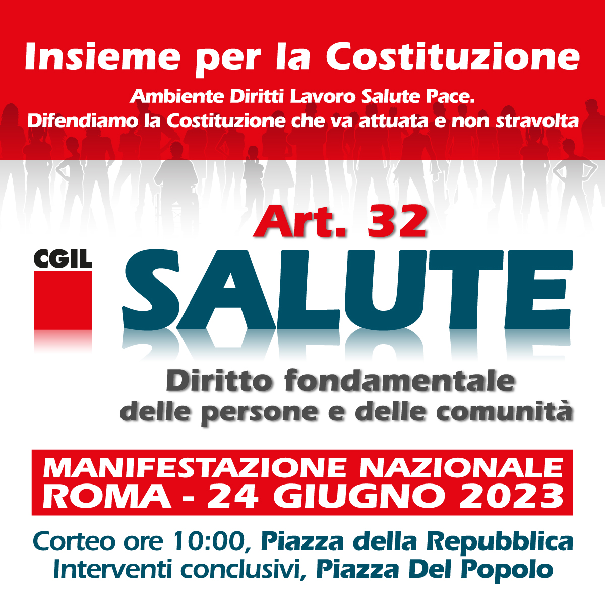 Insieme per la Costituzione: domani in piazza a Roma per la salute e la sicurezza