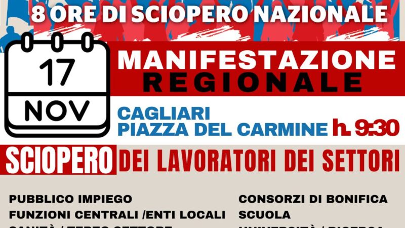 Adesso basta! 5 giornate di sciopero, Landini a Cagliari il 27 novembre